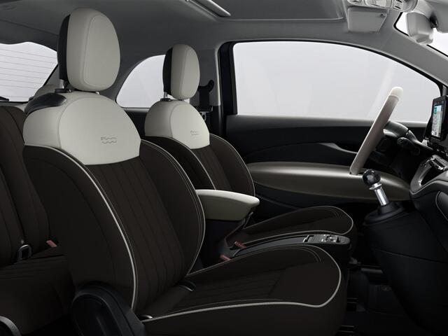 Fiat 500 Hybrid La Prima | Clima | LED | PDC | JBL Premium Audio | 17" | Camera | BSM | Canneloni Ivory/Piombo interieur