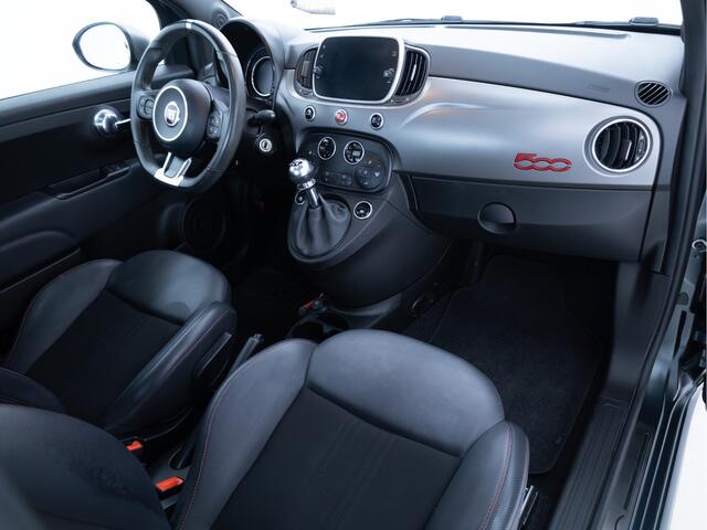 Fiat 500 1.0 Hybrid Sport Verde Portofino | 1/2 Leder/stof | Panodak | Led+ | Uconnect | Airco, Lederen MF stuurwiel, PDC achter, 16" velgen