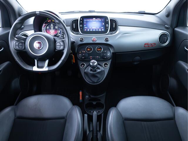 Fiat 500 1.0 Hybrid Sport Verde Portofino | 1/2 Leder/stof | Panodak | Led+ | Uconnect | Airco, Lederen MF stuurwiel, PDC achter, 16" velgen