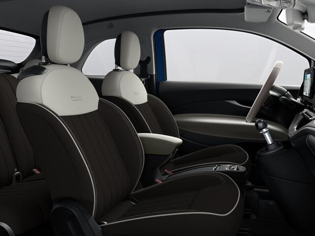 Fiat 500 Hybrid La Prima Cabrio | Clima | LED | PDC | JBL Premium Audio | 17" | Camera | Canneloni Ivory/Piombo interieur