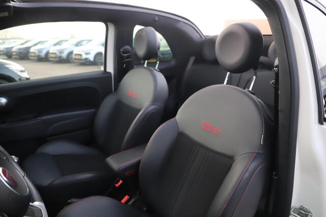 Fiat 500C 1.0 Hybrid Sport Cabrio 16 inch LMV Half Leder Navigatie Carplay Android Climate Cruise Control Rode Remklauwen Super Netjes!