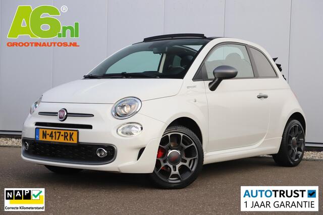 Fiat 500C 1.0 Hybrid Sport Cabrio 16 inch LMV Half Leder Navigatie Carplay Android Climate Cruisecontrol Rode Remklauwen Super Netjes!