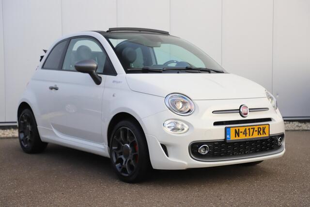 Fiat 500C 1.0 Hybrid Sport Cabrio 16 inch LMV Half Leder Navigatie Carplay Android Climate Cruisecontrol Rode Remklauwen Super Netjes!