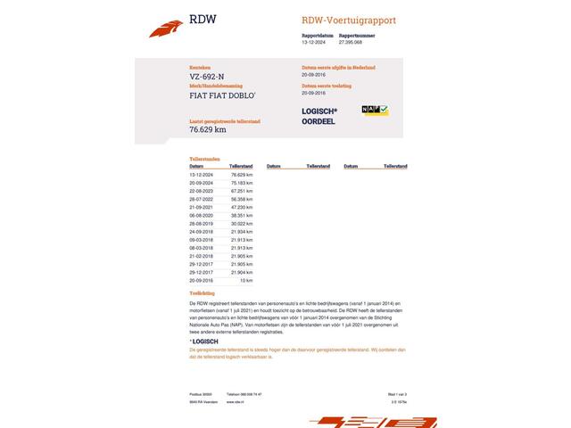 Fiat DOBLO Cargo 1.3 MJ 95pk Euro 6 - Navi - Airco - Trekhaak - NAP