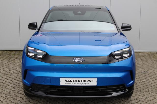 Ford CAPRI Premium Extended Range RWD 77 kWh. Fabrieksgarantie t/m 14-07-2029 ! Panoramadak, Warmtepomp, Driver Assistance Pack, 360gr. camera, Elektr. verstelbare AGR Comfortstoelen, 21" Aero LM wielen, navigatie, telefoon voorb., LED verlichting, etc, etc.