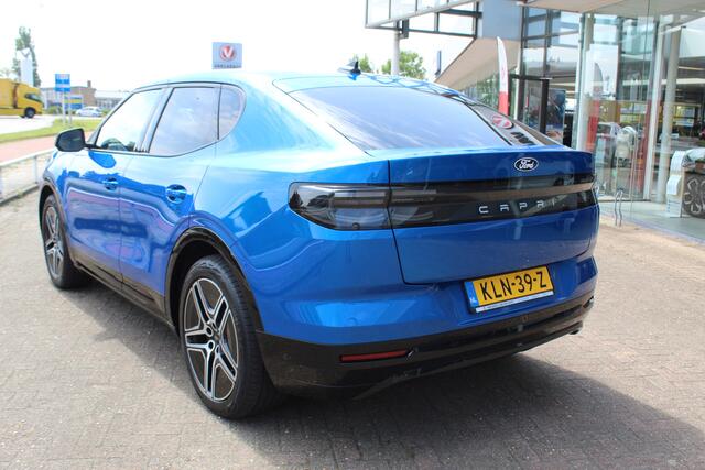 Ford CAPRI Premium Extended Range RWD 77 kWh Fabrieksgarantie t/m 05-06-2029 ! Autm. airco, warmtepomp, side assist, adapt. cruise cntrl, camera v+a, stoel- en stuurwiel verw., lederen int., metallic lak, elektr. achterklep, navigatie, telefoonvoorb. etc