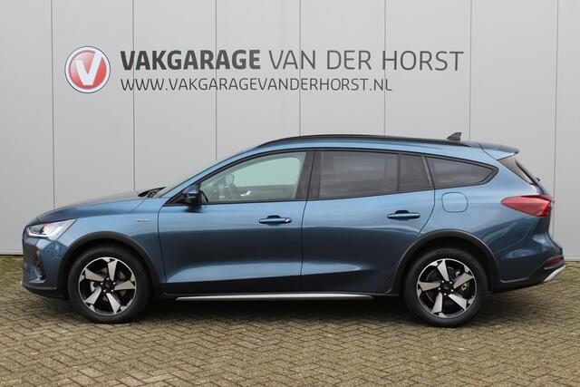 Ford FOCUS Wagon 1.0-155pk EcoBoost Mild-Hybrid Active AUTOMAAT ! Trekgewicht 1.500kg ! Slechts 6.600km ! Ruim ¤. 9.000,- beneden de nieuwprijs ! Volautm. airco dual, navigatie, telefoonvoorb., adaptive cruise control, LED verlichting, metallic lak, camera, front-, 