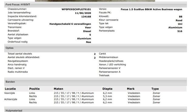 Ford FOCUS Wagon 1.5D 120PK Euro6 Active Business / Trekhaak / Navigatie / Airco / Pdc.V+A / Xenon / B&O Radio multimedia / Technology-Family Pack /