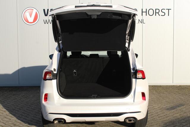 Ford KUGA 2.5-225pk Plug-in Hybrid ST-Line X. Hybride rijden voor een reële prijs ! Autm. airco dual, side- en lane assist, adaptieve cruise cntrl, camera v+a, stoel-, stuur- en voorraamverw., elektr. achterklep, metallic lak, navigatie, telefoonvoorb. etc.