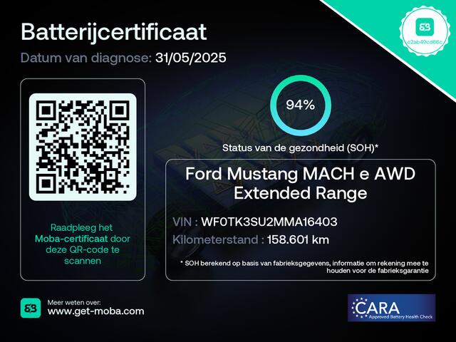 Ford MUSTANG Mach-E Extended Range First Edition AWD 98 kWh Panoramadak/ B&O/ Trekhaak/ Lederen int./ Camera/ Stoel-stuurverwarming