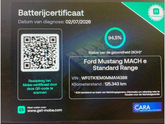 Ford MUSTANG RWD 75 KWH - Carplay, Navi, Cruise, Digitaal Cockpit, Leer, BenO, Camera, Stoel/Stuur verw. SOH 94,5%