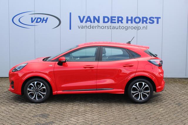Ford PUMA 1.0-125pk EcoBoost Mild-Hybrid ST-Line. Slechts 17.500km ! Volautm. airco, navigatie, telefoonvoorb., digitaal dashboard, cruise control, LM wielen, parkeersensoren, stoel-, stuur- en voorraamverwarming, trekhaak etc.