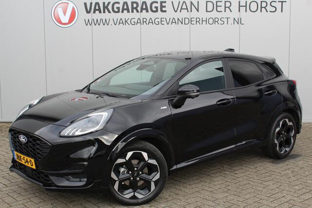 Ford PUMA 1.0-125pk EcoBoost Hybrid ST-Line X. Nieuw model ! Zeer luxe Ford Puma ! Autm. airco, side- en lane assist, elektr. achterklep, LED verl., stoel-, stuur- en voorraamverw., trekhaak+afn.b. kgl, B&O soundsyst., adapt. cruise cntrl, navigatie, telefoonvoorb.