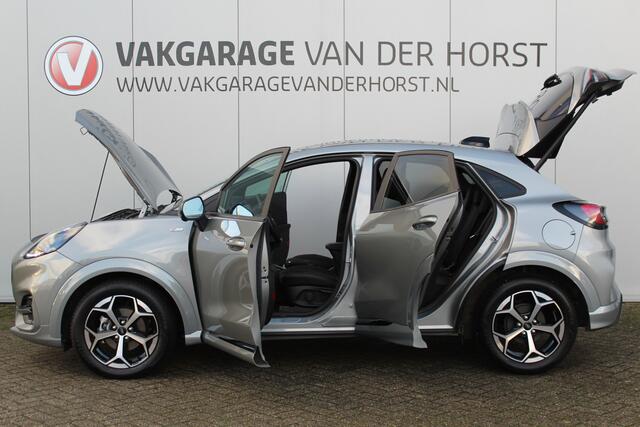 Ford PUMA 1.0-125pk EcoBoost Mild Hybrid ST-Line X AUTOMAAT ! Nieuw model ! Fabrieksgarantie t/m 25-09-2028. Mooie, erg luxe hoogzitter ! Slechts 8.500 km ! Autm. airco, camera rondom, navigatie, telefoonvoorb., B&O soundsyst., metallic lak, LM wielen, LED verlicht