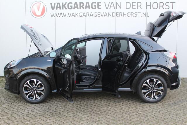 Ford PUMA 1.0-125pk EcoBoost Mild-Hybrid ST-Line X. Weinig km's, net ingereden ! Heerlijk luxe hoogzitter ! Autm. airco, stoel-, stuur- en voorraamverwarming, camera, adaptieve cruise control, side- en laneassist, LED verlichting, digitaal dashboard etc.