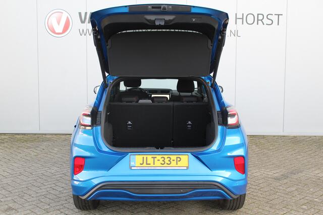 Ford PUMA 1.0-125pk EcoBoost Mild-Hybrid ST-Line. Mooie luxe hoogzitter ! Slechts 9.500km ! Autm. airco, adapt. cruise control, stoel-, stuur- en voorraamverw., navigatie, telefoonvoorb., LM wielen, elektr. achterklep, LED verl., camera 360gr, pdc v+a etc.