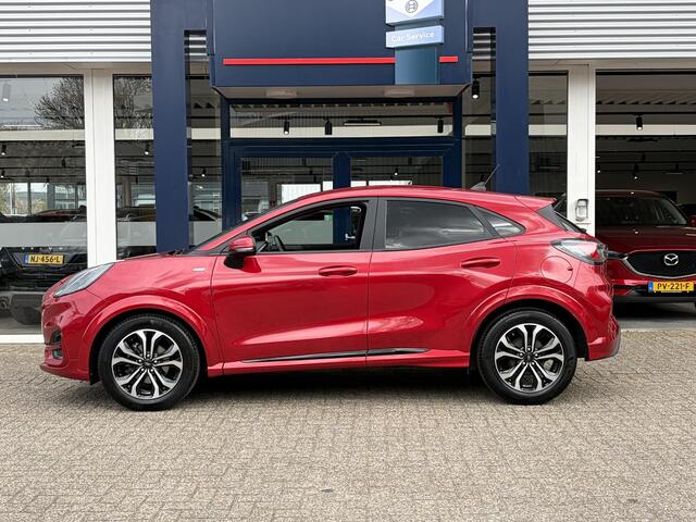 Ford PUMA 1.0 EcoBoost Hybrid ST-Line / 125 Pk / Automaat / Dealer-Onderhouden / Digitaal Dashboard / LED / DAB / Navi / Apple-Carplay&Android-Auto / Stoel+Stuurverwarming / Draadloze telefoonlader / Airco / Cruise-Control / Lane-Assist / ELKTR-Pakket / PDC Achter 