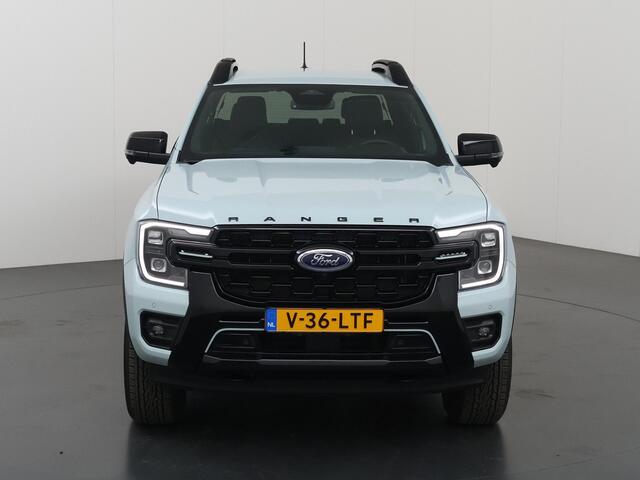 Ford RANGER Stormtrak 2.3 PHEV | 279 PK | DOUBLE CAB | NL AUTO | PRO POWER ONBOARD 2.3 kWh | 360 CAMERA | 3500 KG TREKHAAK | ADAPTIEVE CRUISE | LEREN BEKLEDING | NAVIGATIE | STOELVERWARMING | STUURWIELVERWARMING | ELEKRISCHE ROLLER-TOP