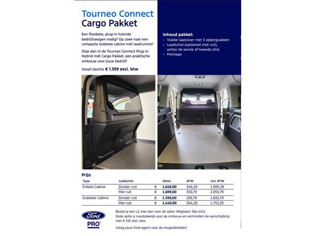Ford TOURNEO CONNECT 1.5 EcoBoost PHEV L2 Limited | 7-Persoons | 118KM Elektrisch Rijbereik | CARGO PAKKET Mogelijk |