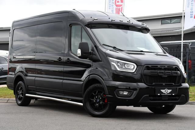 Ford TRANSIT 350 2.0 TDCI L3H2 Black Edition Limited Cruise, Camera, Carplay, 185PK, 2 x Schuifdeur, Trekhaak, Xenon, Uniek!