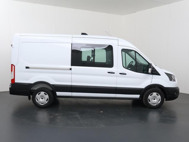 Ford TRANSIT 350 | 2.0 TDCI | L3 H2 | TREND | DUBBEL CABINE | 6-ZITS | CAMERA | VOORRUITVERWARMING | TREKHAAK 2500 KG AHW | AIRCO | CARPLAY ANDROID AUTO | CRUISE CONTROL | LAADRUIMTE PAKKET
