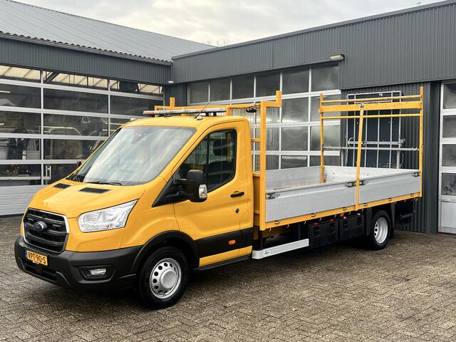 Ford TRANSIT 350 2.0 TDCI L5 RWD 170pk Openlaadbak Pick-up Airco Trekhaak 2991kg Actiebord laadbak 440 cm lange laadbak Bluetooth telefoon voorbereiding. Euro 6 open laadbak P-up Bakwagen