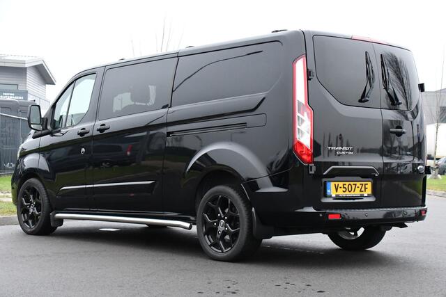 Ford TRANSIT CUSTOM 300 2.0 TDCI L2H1 DC Black Edition Camera, Adaptieve Cruise, 170Pk, Carplay, Automaat, Leder, Multimedia, Sensoren, 2 x Schuifdeur, UNIEK!