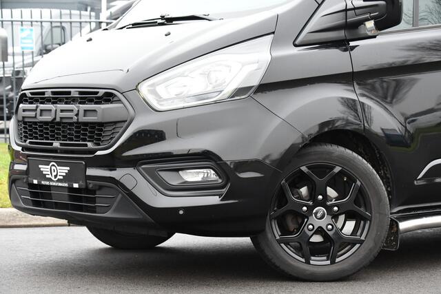 Ford TRANSIT CUSTOM 300 2.0 TDCI L2H1 DC Black Edition Camera, Adaptieve Cruise, 170Pk, Carplay, Automaat, Leder, Multimedia, Sensoren, 2 x Schuifdeur, UNIEK!