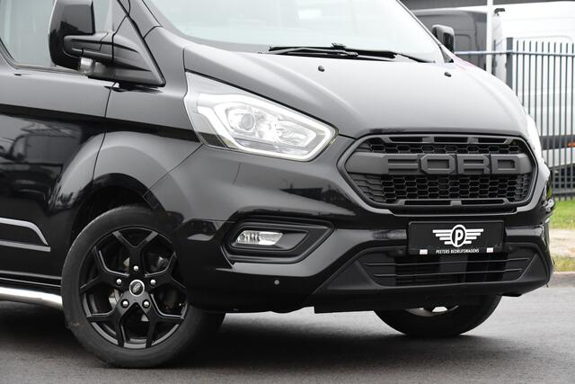 Ford TRANSIT CUSTOM 300 2.0 TDCI L2H1 DC Black Edition Camera, Adaptieve Cruise, 170Pk, Carplay, Automaat, Leder, Multimedia, Sensoren, 2 x Schuifdeur, UNIEK!