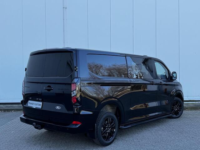 Ford TRANSIT CUSTOM 320 2.5 PHEV L2H1 Black Platinum Dubbele Cabine 233pk Aut / 5 Pers. / 2250kg Trekgewicht / 1100kg Laadvermogen / Vol. Leder / Glaslookpanelen / Privacy Glass / Adapt. Cruise control