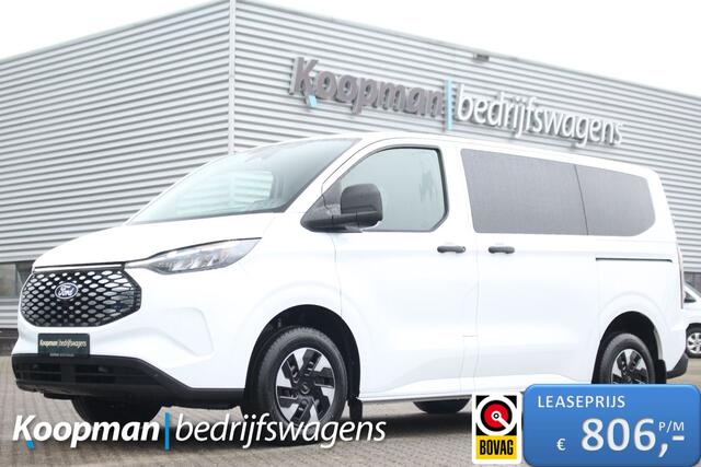 Ford TRANSIT CUSTOM E-Transit 320 L1H1 Kombi | 9 persoons | Trend | 65kWh | 160kW/218pk | Trekgewicht 2300kg | Camera | Carplay/Android | Cruise | Lease 806,- p/m