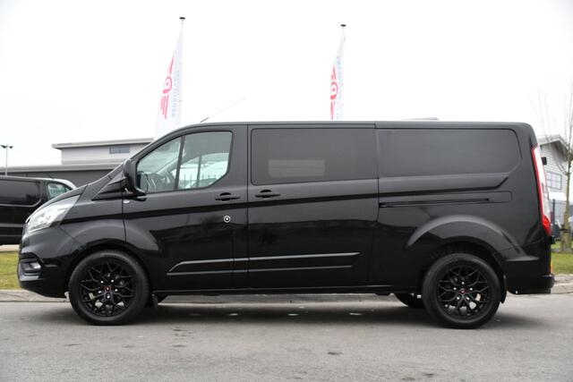 Ford TRANSIT CUSTOM 320 2.0 TDCI L2H1 Limited DC Black Edition Cruise, Carplay, Automaat, 130pk, Sensoren, 2 x Schuifdeur, Stoelverwarming, Uniek!