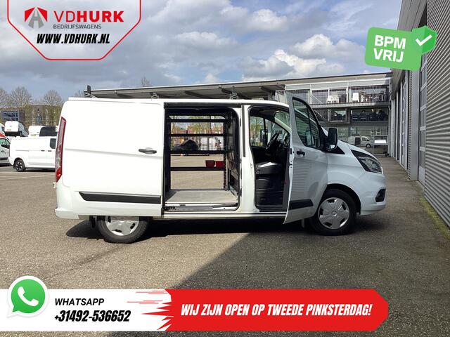 Ford TRANSIT CUSTOM 2.0 TDCI 130 pk Aut. 2x Schuifdeur/ Standkachel/ Stoelverw./ Airco/ Cruise/ Inrichting/ PDC/ DAB/ Dakdragers