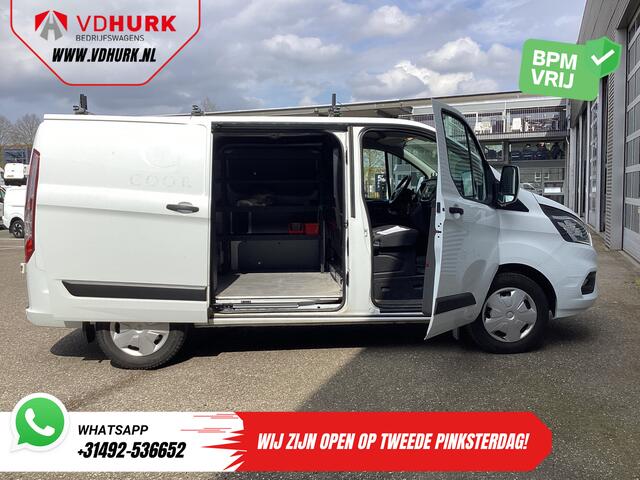 Ford TRANSIT CUSTOM 2.0 TDCI 130 pk Aut. 2x Schuifdeur/ Standkachel/ Stoelverw./ Airco/ Cruise/ Inrichting/ PDC/ DAB/ Dakdragers