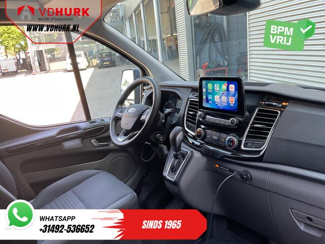 Ford TRANSIT CUSTOM 2.0 TDCI 170 pk Aut. DC Dubbel Cabine 2xSchuifdeur/ Carplay/ Stoelverw./ Navi/ Airco/ Camera/ Cruise/ 16"LMV/ PDC/ Trekhaak