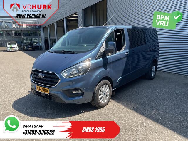 Ford TRANSIT CUSTOM 2.0 TDCI 170 pk Aut. DC Dubbel Cabine 2xSchuifdeur/ Carplay/ Stoelverw./ Navi/ Airco/ Camera/ Cruise/ 16"LMV/ PDC/ Trekhaak