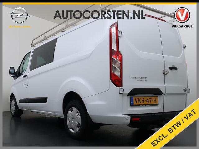 Ford TRANSIT CUSTOM 300 2.0TDCI L2H1 Dubbele Cabine 6-Persoons Trekhaak Navi Camera Cruise Control Imperiaal Airco Stoelverwarming Pdc DC DAB Bluetooth Betonplex Vloer Wandbetimmering 2.750KG Trekgewicht Origineel Nederlandse Auto