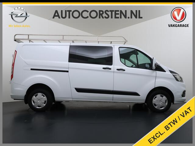 Ford TRANSIT CUSTOM 300 2.0TDCI L2H1 Dubbele Cabine 6-Persoons Trekhaak Navi Camera Cruise Control Imperiaal Airco Stoelverwarming Pdc DC DAB Bluetooth Betonplex Vloer Wandbetimmering 2.750KG Trekgewicht Origineel Nederlandse Auto