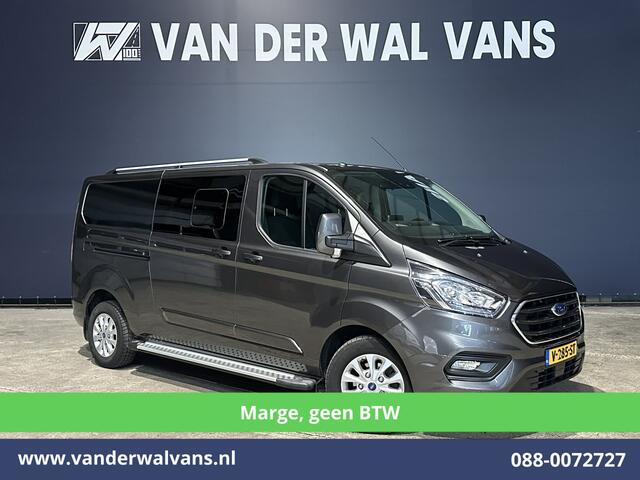 Ford TRANSIT CUSTOM 2.0 TDCI **MARGE, Geen BTW** 170pk L2H1 Dubbele Cabine Euro6 Airco | 5-Zits | 2x Zijdeur | Camera | Apple Carplay | Navigatie | 2800kg Trekhaak Android Auto, Cruisecontrol, LED, LM velgen, Parkeersensoren, Sidebars, Verwarmde Voorruit, Stoelverwarming, Da