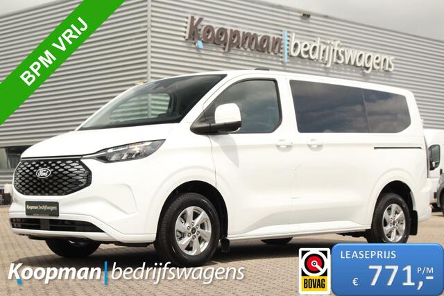 Ford TRANSIT CUSTOM E-Transit 320 L1H1 Kombi | 9 persoons | Limited | 71kWh | 100kW/136pk | Trekgewicht 2300kg | Camera | Carplay/Android | Cruise | Lease 771,- p/m