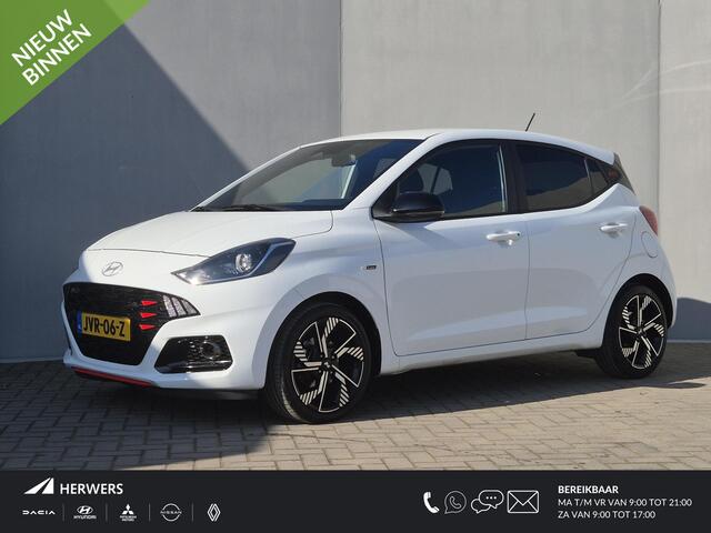 Hyundai I 10 1.0 T-GDI N Line 5-zits 101pk Handgeschakeld / Nieuw Model / Fabrieksgarantie tot 06-2028 / Dealer onderhouden / Cruise control / Airco / Navigatie via Apple Carplay of Android Auto / Parkeersensoren achter /