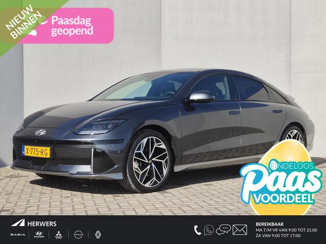 Hyundai IONIQ 6 Lounge AWD 77.4 kWh 325pk Automaat / Accu SOH 100% / Fabrieksgarantie tot 03-2029 / Trekgewicht 1.500 kg / warmtepomp / CCS snellader / Rondomzicht camera / Head Up Display / Bose Audio Systeem / Stuur- en Stoelverwarming / Elektrische achterklep / Adap