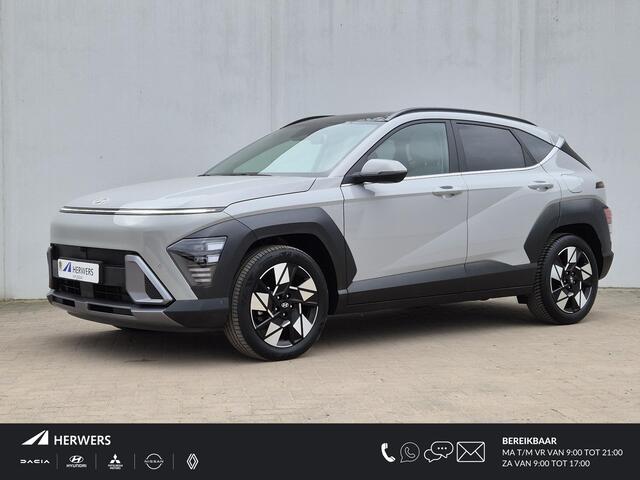 Hyundai Kona 1.6 GDI HEV Premium Sky / Trekgewicht 1300 kg / Glazen schuif- en kanteldak / All Weather banden / Rondomzicht camera / / Lichtmetalen wielen 18" / Apple Carplay Android Auto /