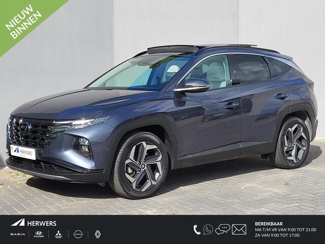 Hyundai TUCSON 1.6 T-GDI HEV 230pk Premium Sky Automaat / Dealer onderhouden / 1650KG Trekgewicht / Schuif-/Kanteldak / Elektr. Achterklep / Lederen Bekleding / Rondomzicht Camera / Android Auto / Apple Carplay
