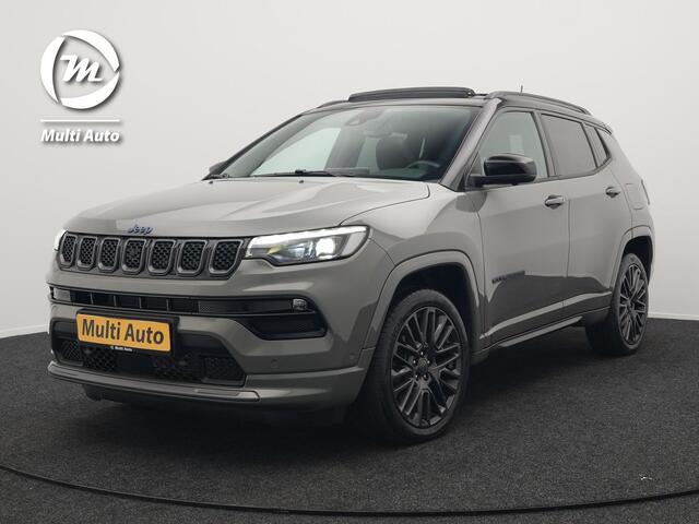 Jeep COMPASS 4xe 240 Plug-in Hybrid Electric S 240pk Dealer O.H PHEV | Trekhaak | Panodak | Adaptive Cruise | 360 Camera | Lederen Sportstoelen Memory & Ventilatie | Apple Carplay | Alpine Sound | Virtual | DAB |