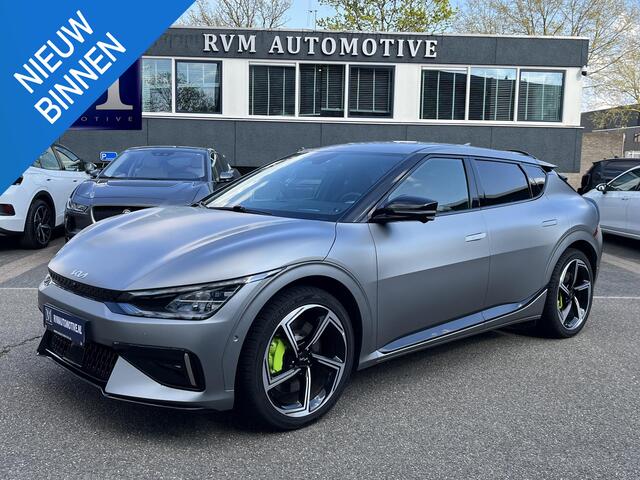 KIA EV6 GT AWD 77.4 kWh SOH 92% | 585PK! MAT GRIJS|KIA GARANTIE 7 JAAR!!| FULL OPTION| STOEL +STUURVERWARMING| ACHTERBANK VERWARMD| MERIDIAN AUDIO| DODE HOEK SENSOR| 360 CAMERA| RECENT ONDERHOUD GEHAD|