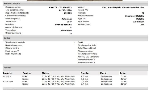 KIA Niro 1.6 GDi Hybrid ExecutiveLine / Schuifdak / Leder / Pdc.V+A / Navigatie / Airco-ecc./