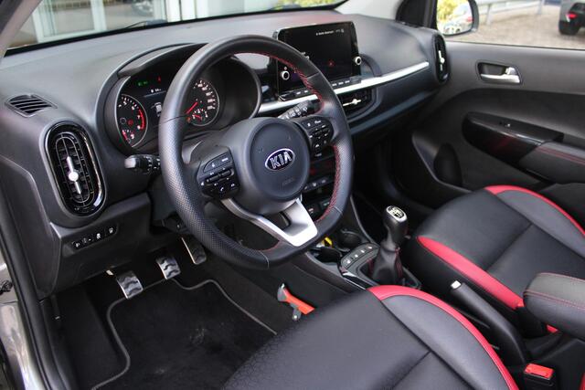 KIA PICANTO 1.0 T-GDi 100PK GT-LINE | PANORAMISCH SCHUIF/KANTEL DAK | STOEL/STUUR VERWARMING | CLIMATE CONTROL | ADAPTIVE CRUISE CONTROL | ACHTERUITRIJ CAMERA | LICHTMETALEN VELGEN 16" | LANE ASSIST | APPLE CARPLAY/ANDROID AUTO | NAVIGATIE | DRAADLOZE TELEFOONLADER |