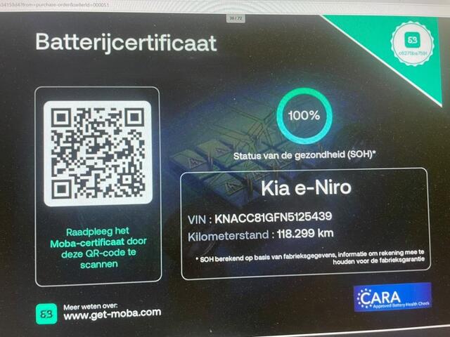 KIA e-Niro Edition 64 kWh - Carplay, Camera, Half Leer, Stoelverw. SOH 100%