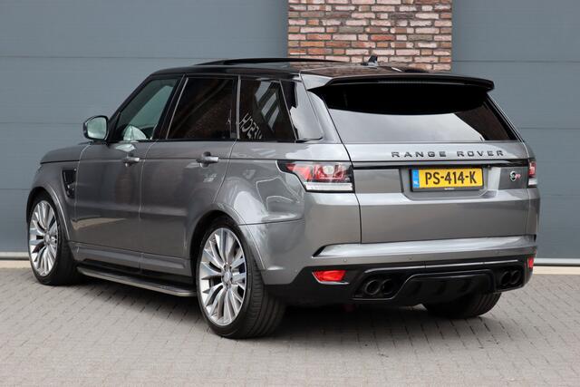 Land Rover RANGE ROVER SPORT 5.0 V8 Supercharged SVR Aut8 | ACC | Panoramadak | Carbon | Memory | HUD | Verwarmd Stuurwiel | Dodehoekassistent | Camera | Soft-Close | Standverwarming | Intelligent Light System |